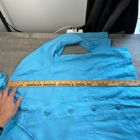 J. Jill Linen Hooded Layering Shirt Jacket Blue Womens Size Med - Picture 8 of 9